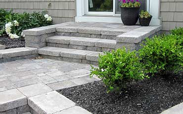 Irondequoit Landscape - Hardscaping, paver stone stoop, stone steps - Rochester NY