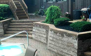 Irondequoit Landscape - Hardscaping, paver stone patio, retaining walls, stone stairs - Rochester NY